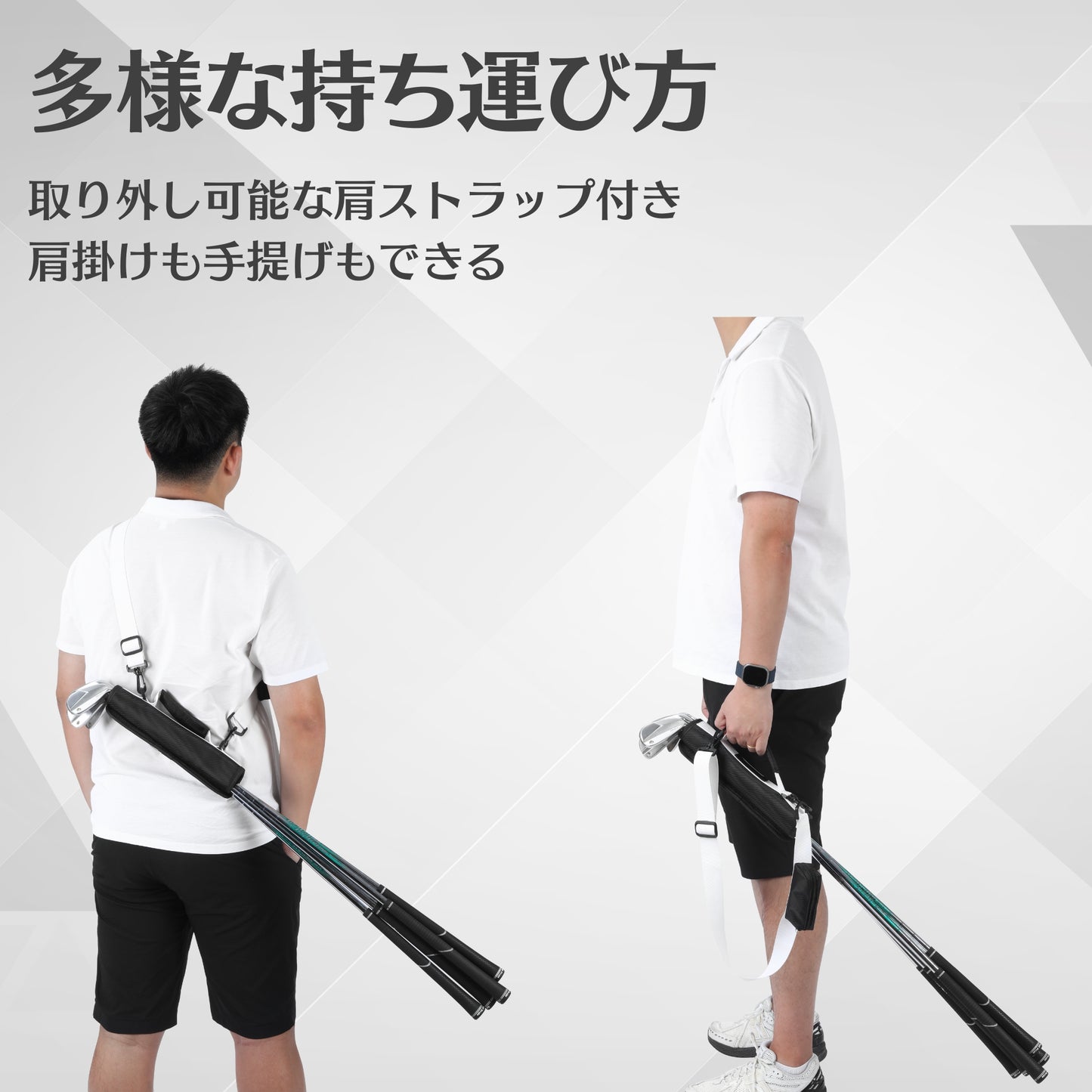 【light weight】超軽量 ゴルフクラブケース フック付き 携帯便利 マジックテープ開閉 折り畳み