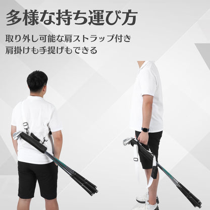 【light weight】超軽量 ゴルフクラブケース フック付き 携帯便利 マジックテープ開閉 折り畳み